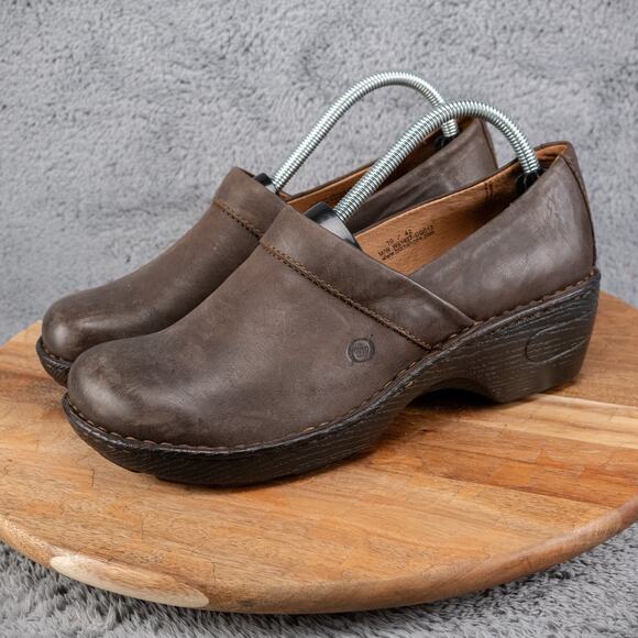 Born Shoes Womens 10 M Toby II Clogs Brown Leather Slip On Casual Block W61927 - Picture 3 of 8
